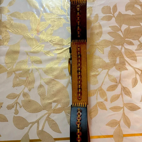 Handmade genuine leather belt size s/M (36") black / brown - Picture 2 of 6